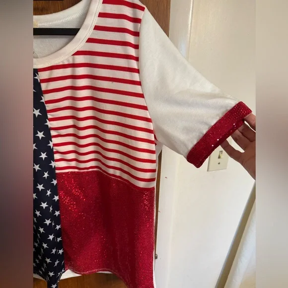 BiBi Patriotic Star and Stripe Tee - Red, White, and Blue, New Without Tags, XL - Picture 8 of 12